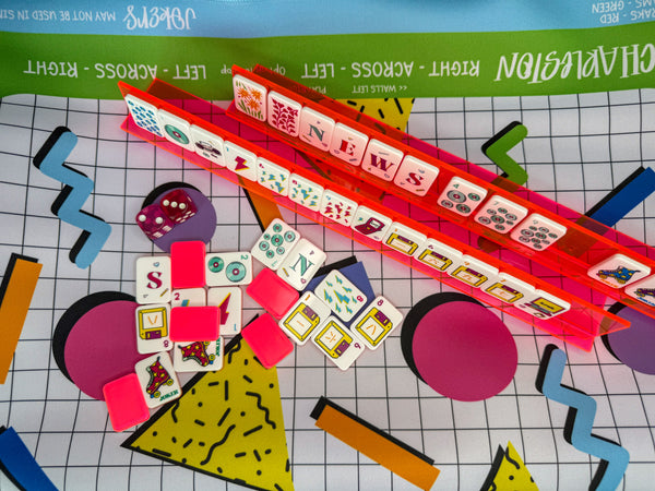 hot pink retro neon 2 mahjong travel set