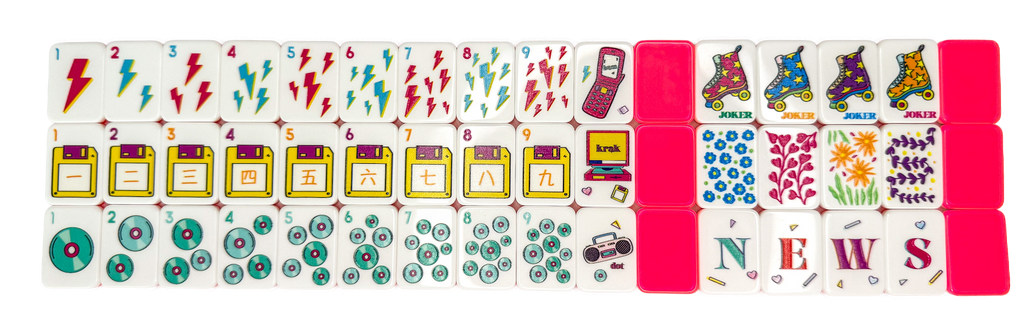 hot pink retro neon 2 mahjong travel set 90s