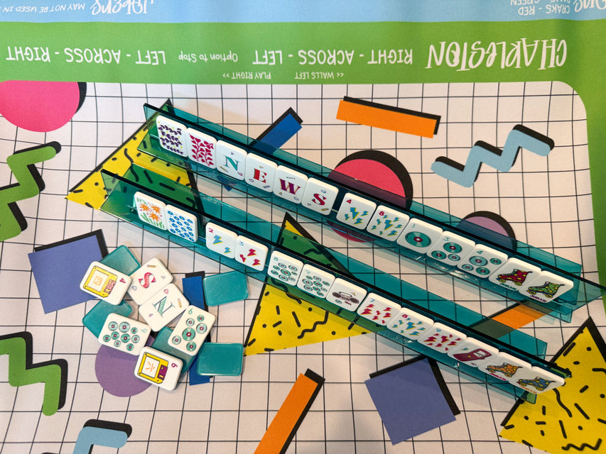 teal retro neon mahjong travel set 2