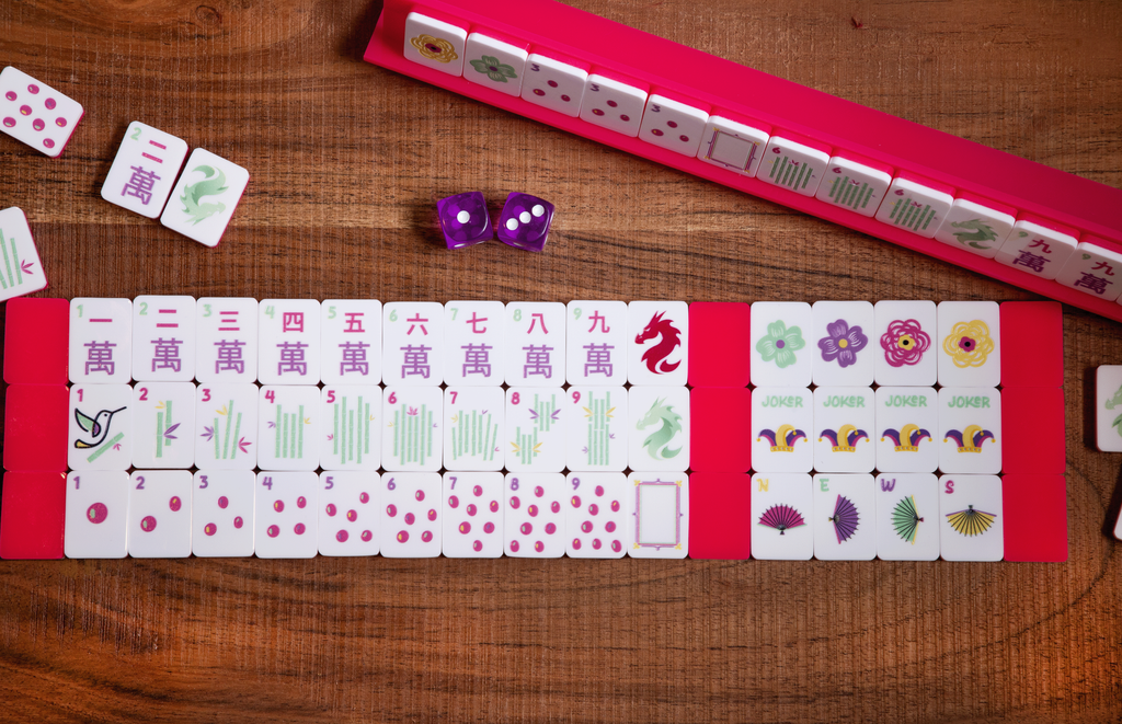 travel mahjong set pink